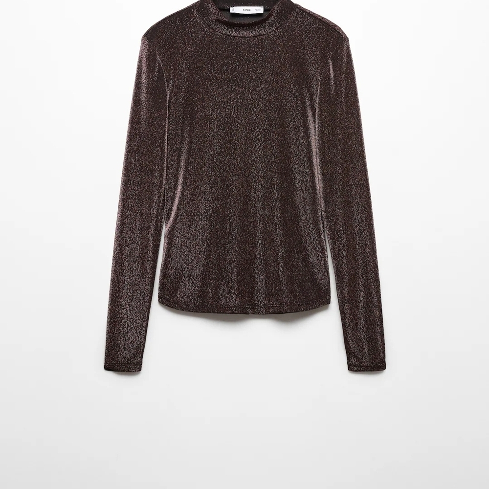 Mango Metallic Brown Long Sleeve Top